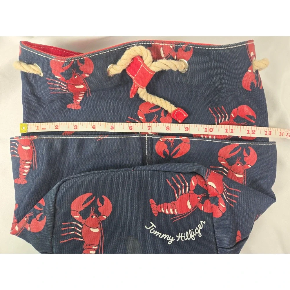 Tommy Hilfiger Lobster Print Canvas Backpack Nautical Coastal Bag